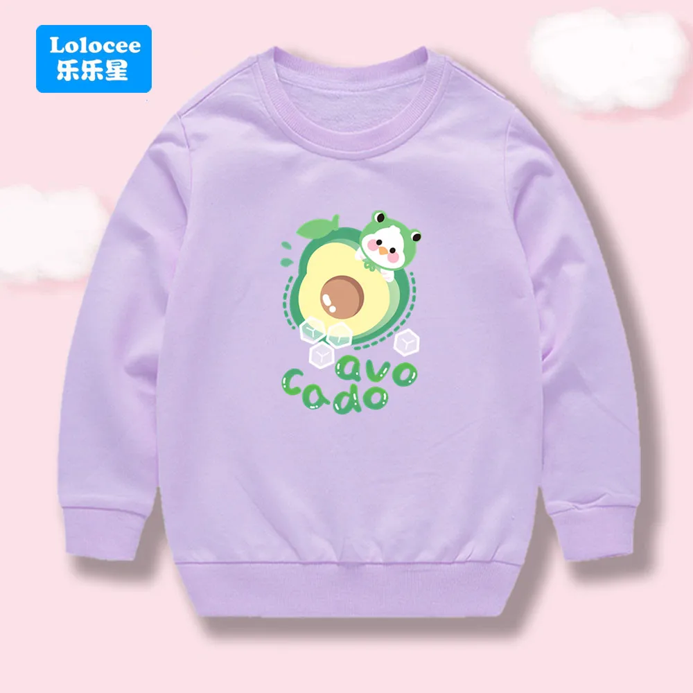 New Autumn Children Crewneck Pullovers Fashion Casual Sweatshirts Girls' Cute Avocado Printed Long Sleeve Tops NYG1
