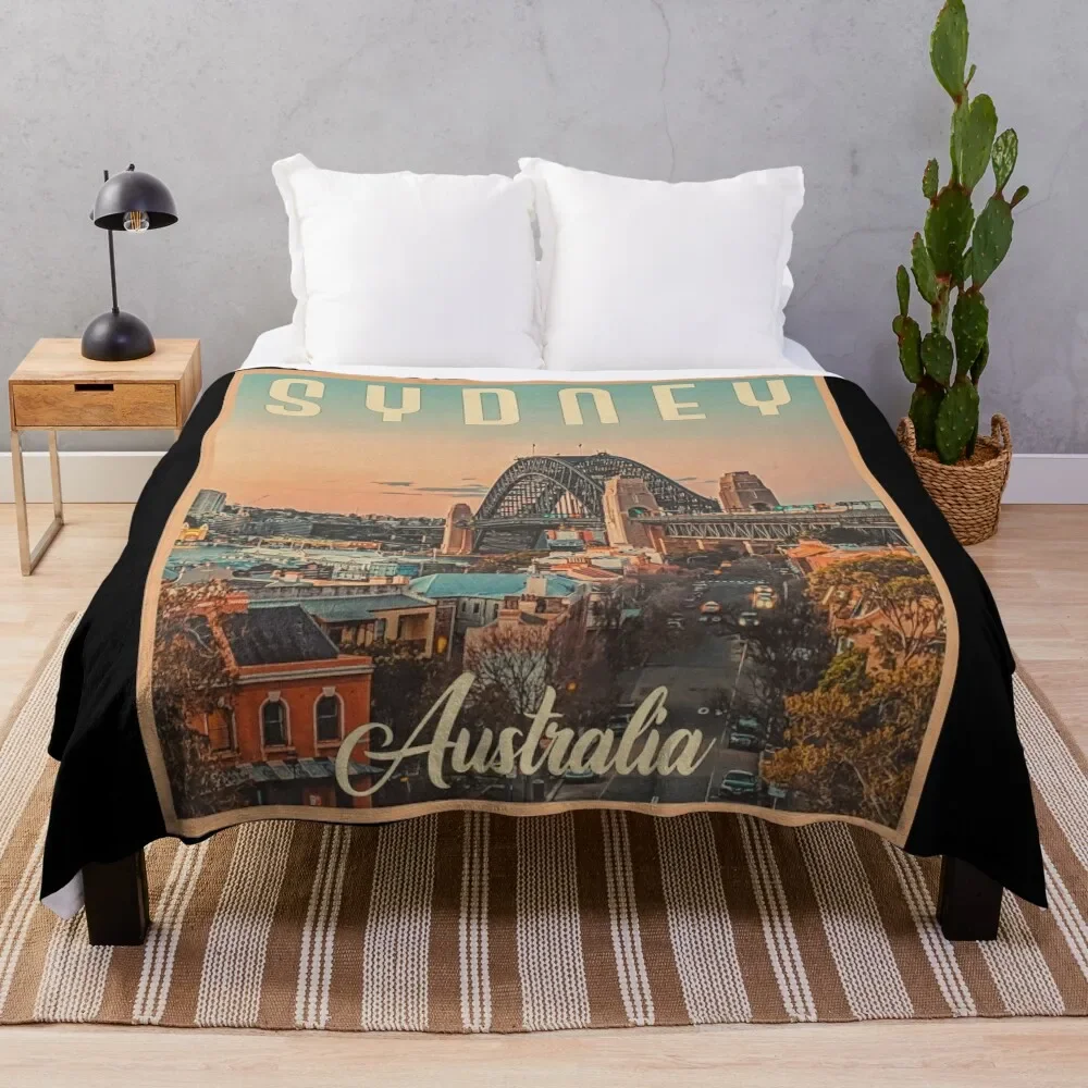 Sydney Australia Vintage Travel, Best Gift Idea For Sydney Lovers And Travel To Sydney Throw Blanket Furrys manga Blankets