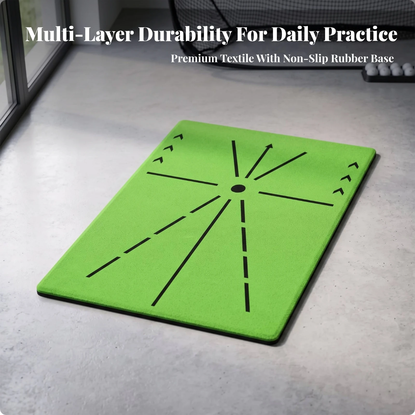 Tapis de golf avec lignes d'alignement, tapis de golf pour l'entraînement du swing avec aide à l'alignement, portable pour l'intérieur, pour les golfeurs, la maison, le jardin