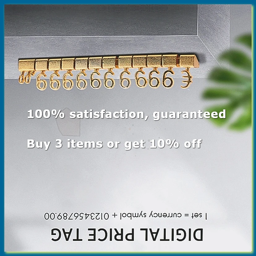 10 Sets 3D Metal Shelves Adjustable Price Square Kit for Shop Display Jewelry Watch Shop Office Display Price Label Gold