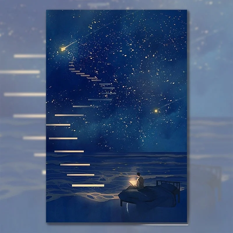 

Современная минималистичная вышивка крестиком с алмазной мозаикой, настенное искусство для небольшой спальни, холст с линейной вышивкой, простой стиль, декор для дома