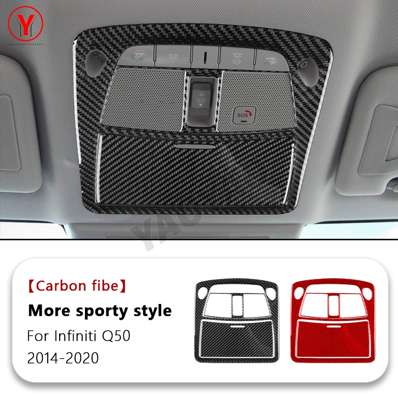 

Carbon Fiber Inner Roof Reading Light Set Sticker Interior Cover Trim Modification Car Accessories For Infiniti Q50 2014-2020