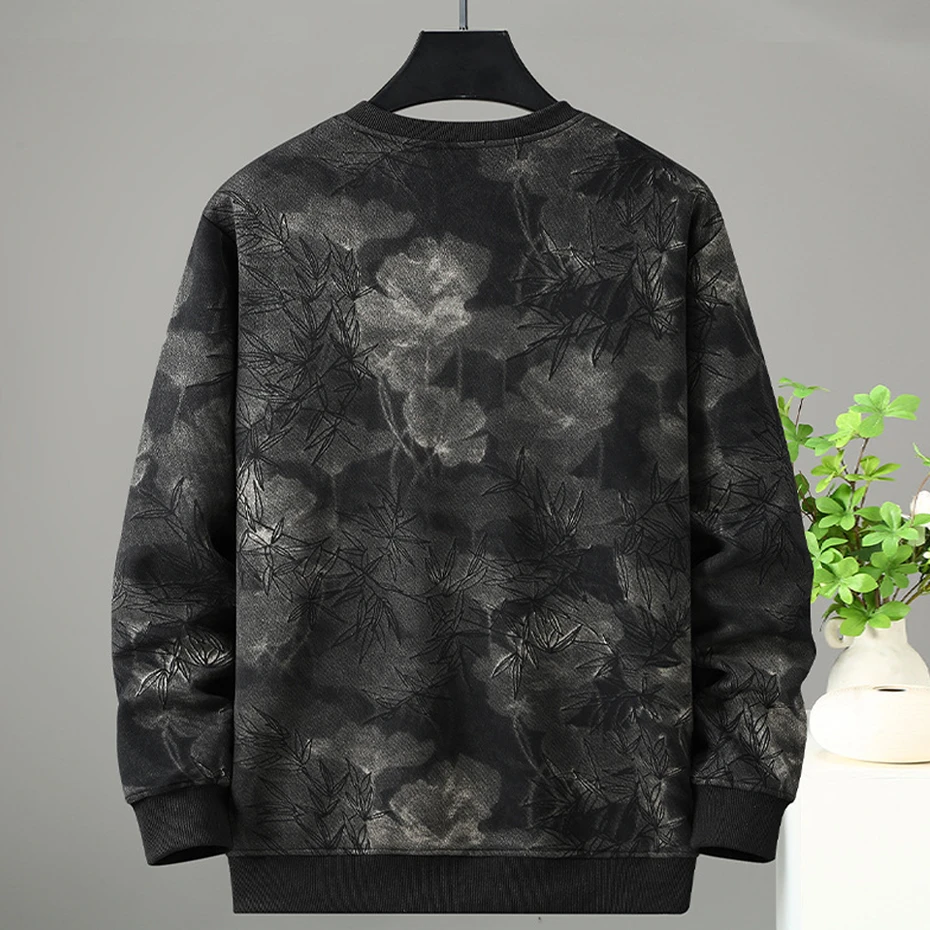 10XL Plus Size Sweatshirts Men Lotus Leaf Print Pullover Fashion Casual Spring Autumn Sweatshirt Male Big Size 10XL