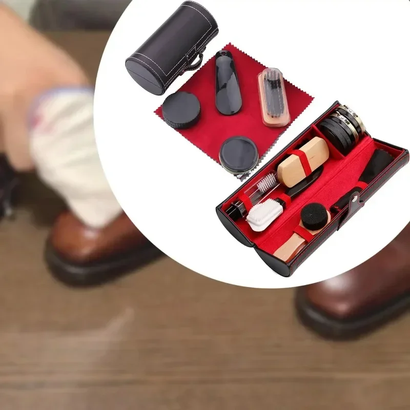 Shoe Care Kit for Leather Shoes Travel Portable Suit Shoe Polish Kit for Men Oil Polishing and Waxing