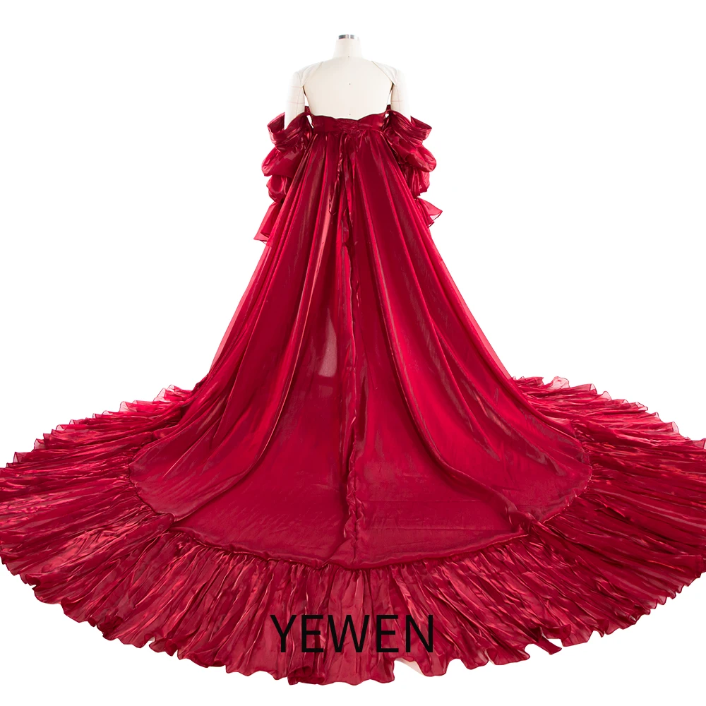 100CM Train High Waist Maternity Dress for Photo Shoots Baby Shower Gown for Event YW231009-1