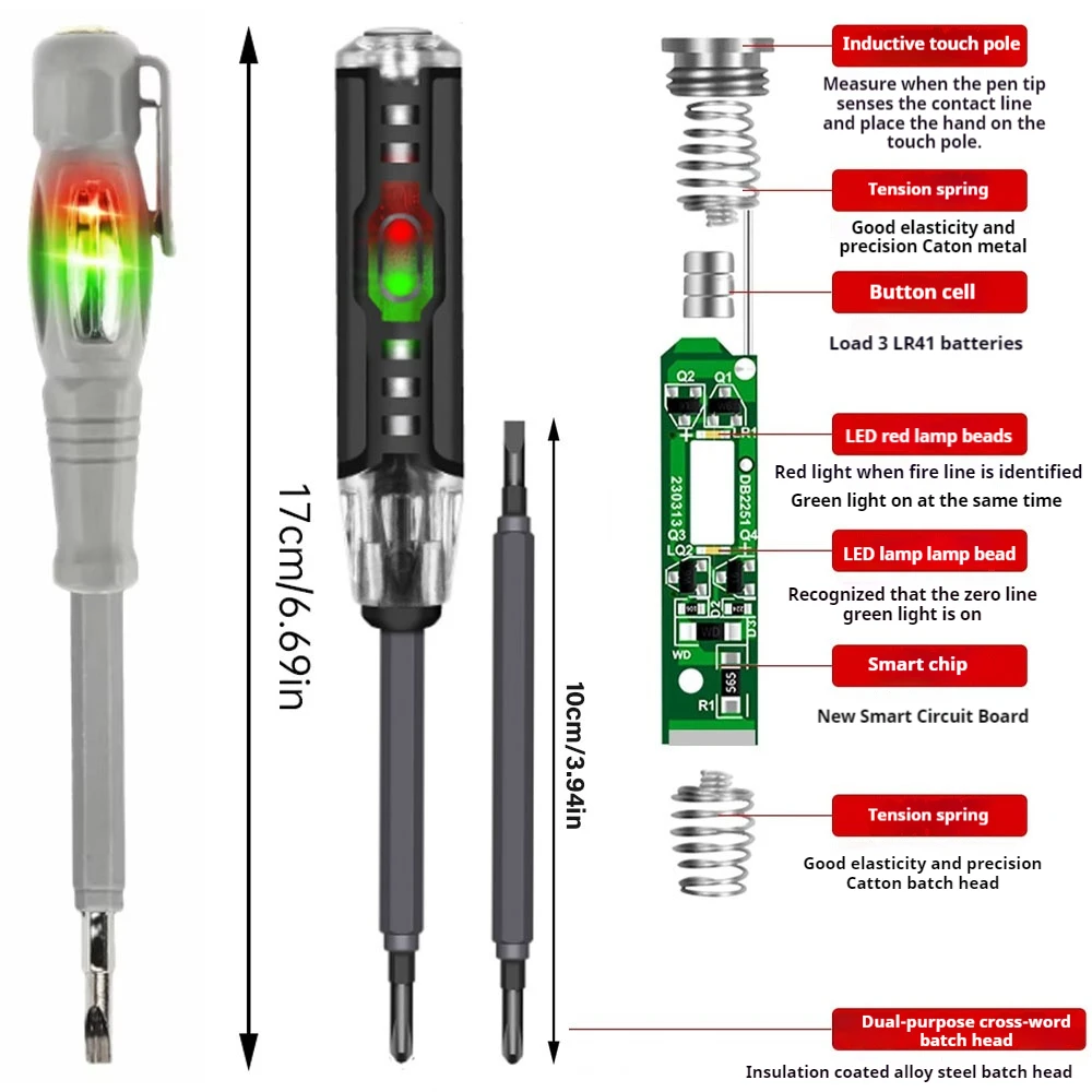 Multi Magnetic Screwdriver Handheld Voltage Tester Pen AC24-250V Zero Line Induction Detection Electrician Screwdrivers Handtool