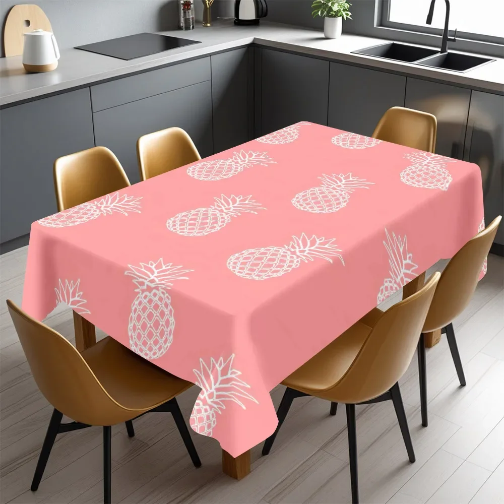 1 piece of pineapple-printed polyester tablecloth - durable, soft, machine washable - suitable for indoor usexzj