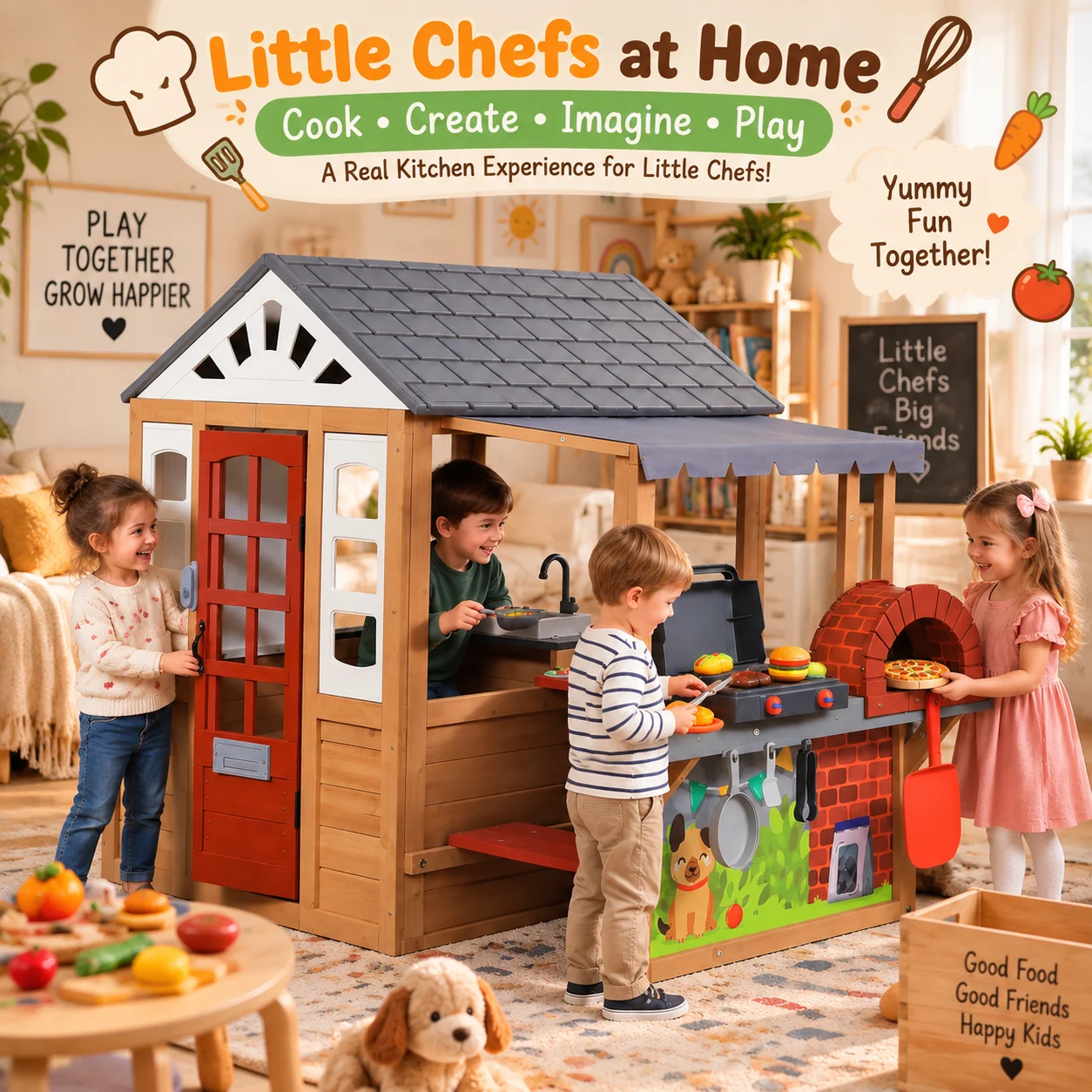บ้านไม้สำหรับเด็ก พร้อมชุดครัว - Kids Outdoor Kitchen Accessories บทวิจารณ์และราคา