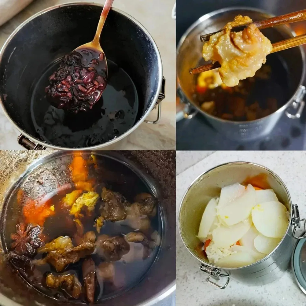 قدر ضغط صغير خفيف للغاية 304 من الفولاذ المقاوم للصدأ مع مقبض قابل للطي للتخييم في الهواء الطلق وعاء طبخ محمول مدمج منفرد