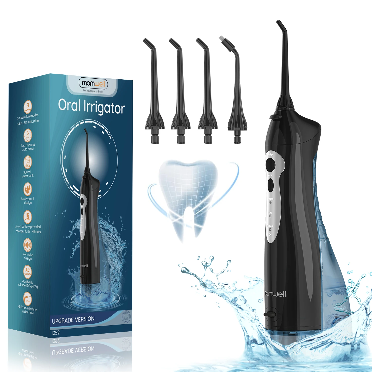 Dental Flosser for Teeth Cleaning-3 Modes Oral Irrigator 300ML Braces Flossers, Rechargeable Portable IPX7 Waterproof for Travel