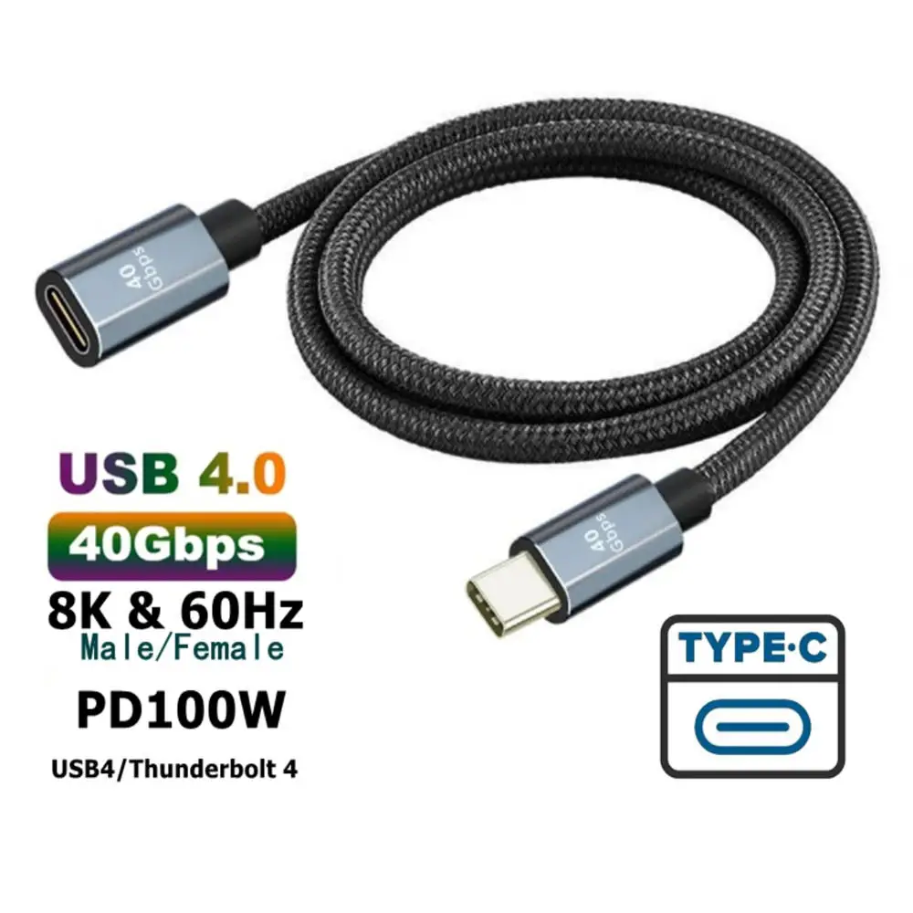 USB4.0 40Gbps Extension Cable USB Type C to Type C PD 100W 5A Fast Charging Cable Thunderbolt 3 8K@60Hz Cable For Macbook Pro