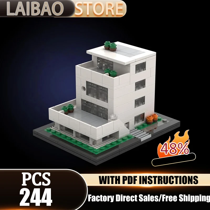 Stadtansicht MOC Bausteine Villa Zimmer Technische Bausteine Selbstgebaute Häuser DIY Montage Konstruktionsspielzeug Urlaubsgeschenke