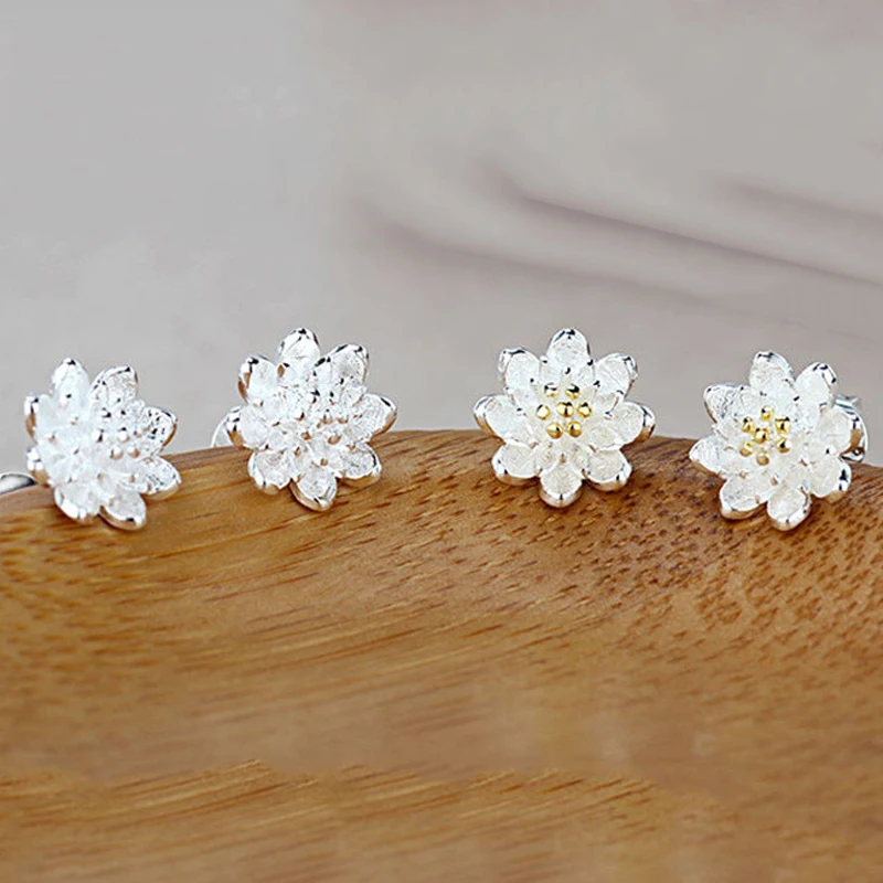 Butik Lady Shining Flower Fashion 925 Sterling Silver Kolczyk sztyft Chrząstka Piercing Kolczyki Biżuteria Boho Prezent dla kobiet — zdjęcie 6