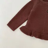 Autumn and Winter Female Baby Knitted Fungus Edge Set Sweater Cardigan+Pants Two-Piece Set, Purchased Separately 3