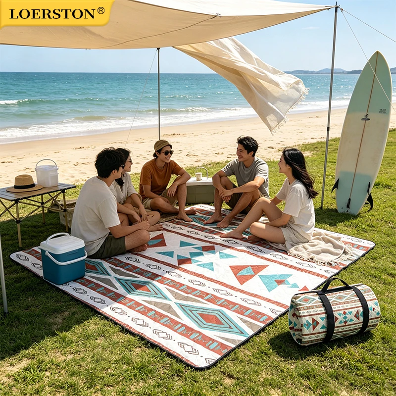 200x300 Boho Geometric Picnic Blanket Waterproof Camping Mat Portable Foldable Outdoor Beach Mat Large Mat For Travel Camping