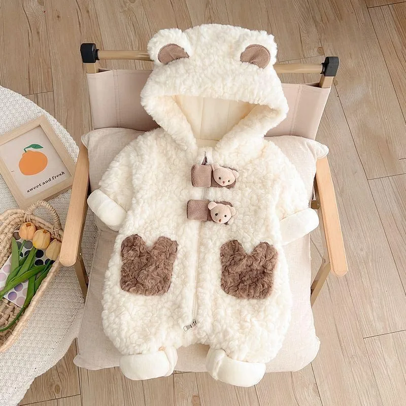 Autumn Winter Baby Quilted Romper Cartoon cute Newborn Thickened Warm Onesie Cotton Outerwear Toddler Creeper