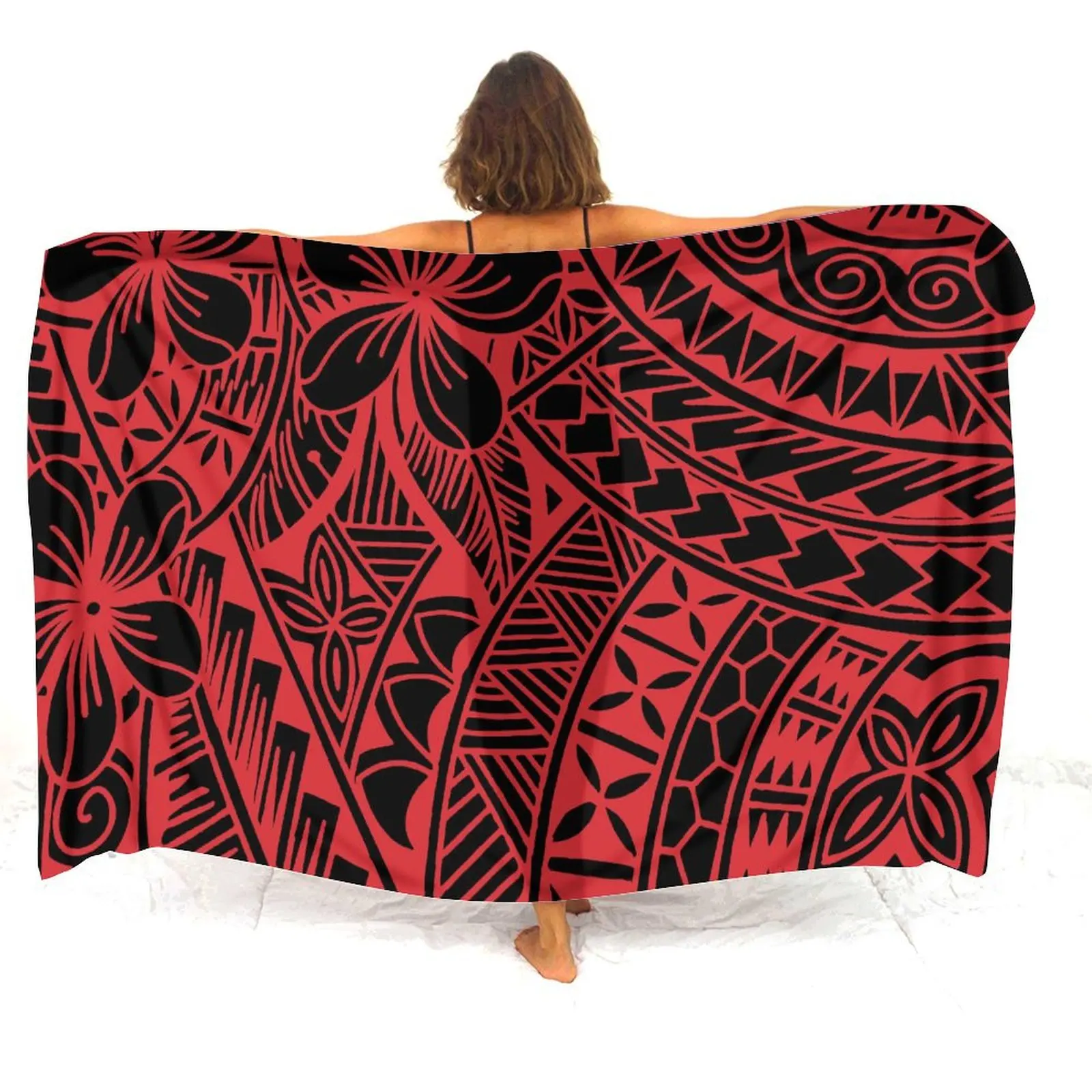 Polynesian Vintage Tribal Print Sarong Custom Ladies Soft Summer Party Sarong One-Piece Dress Coat Elegant Beach Apron