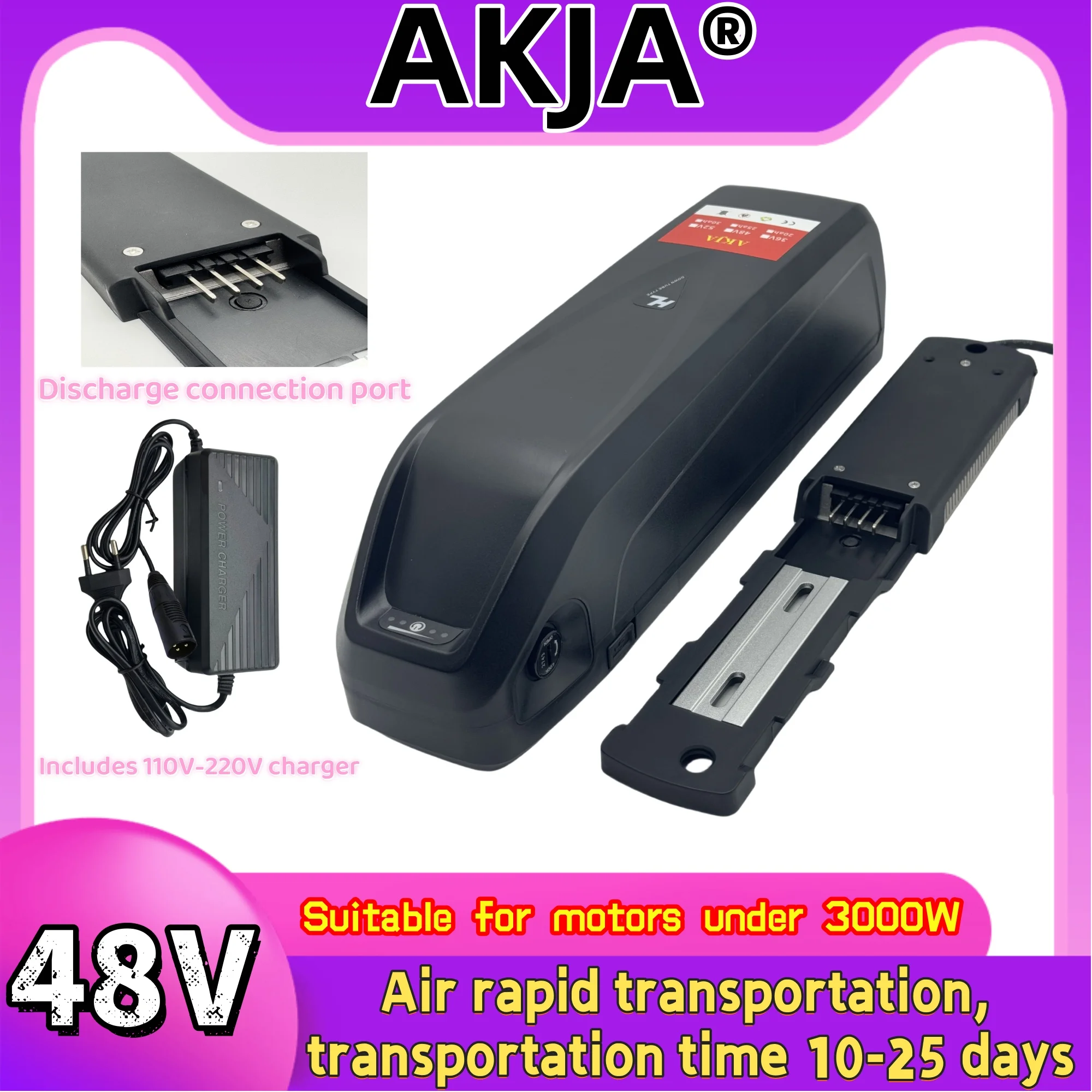 

Air fast transportation，New Full Capacity Power，18650 Hailong Battery，48V20AH Lithium Battery Pack，Suitable for 250-3000W