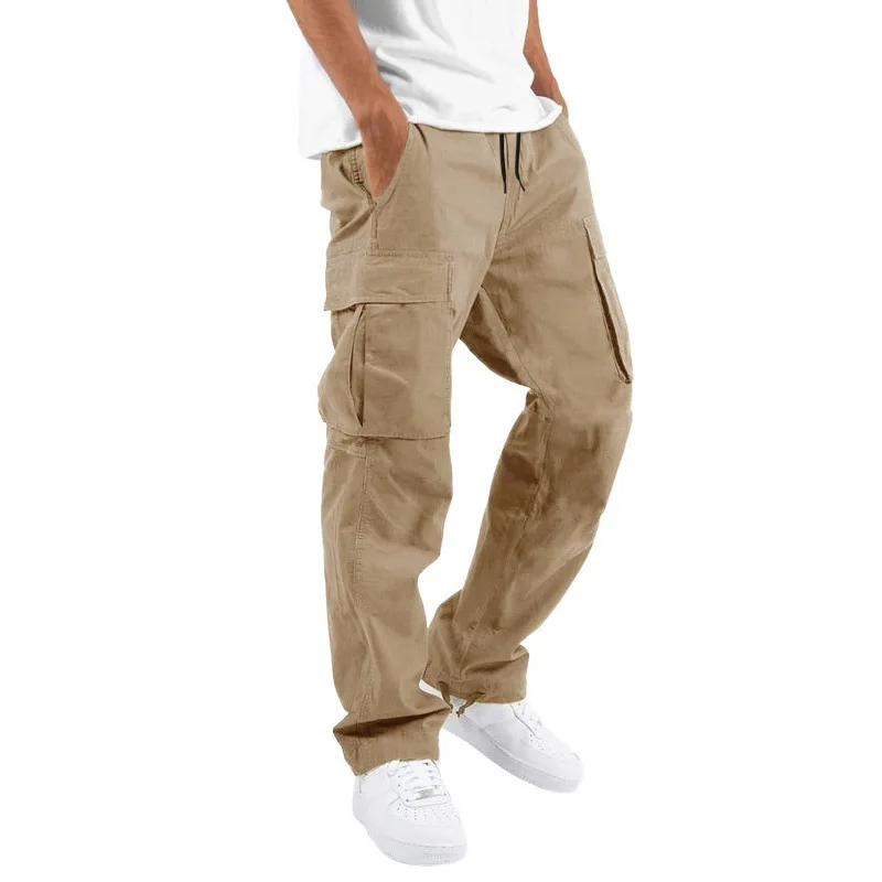 

Summer Cotton Casual Men's Cargo pants 2026 New Drawstring Multi Pocket Comfortable and Breathable Men's Pants