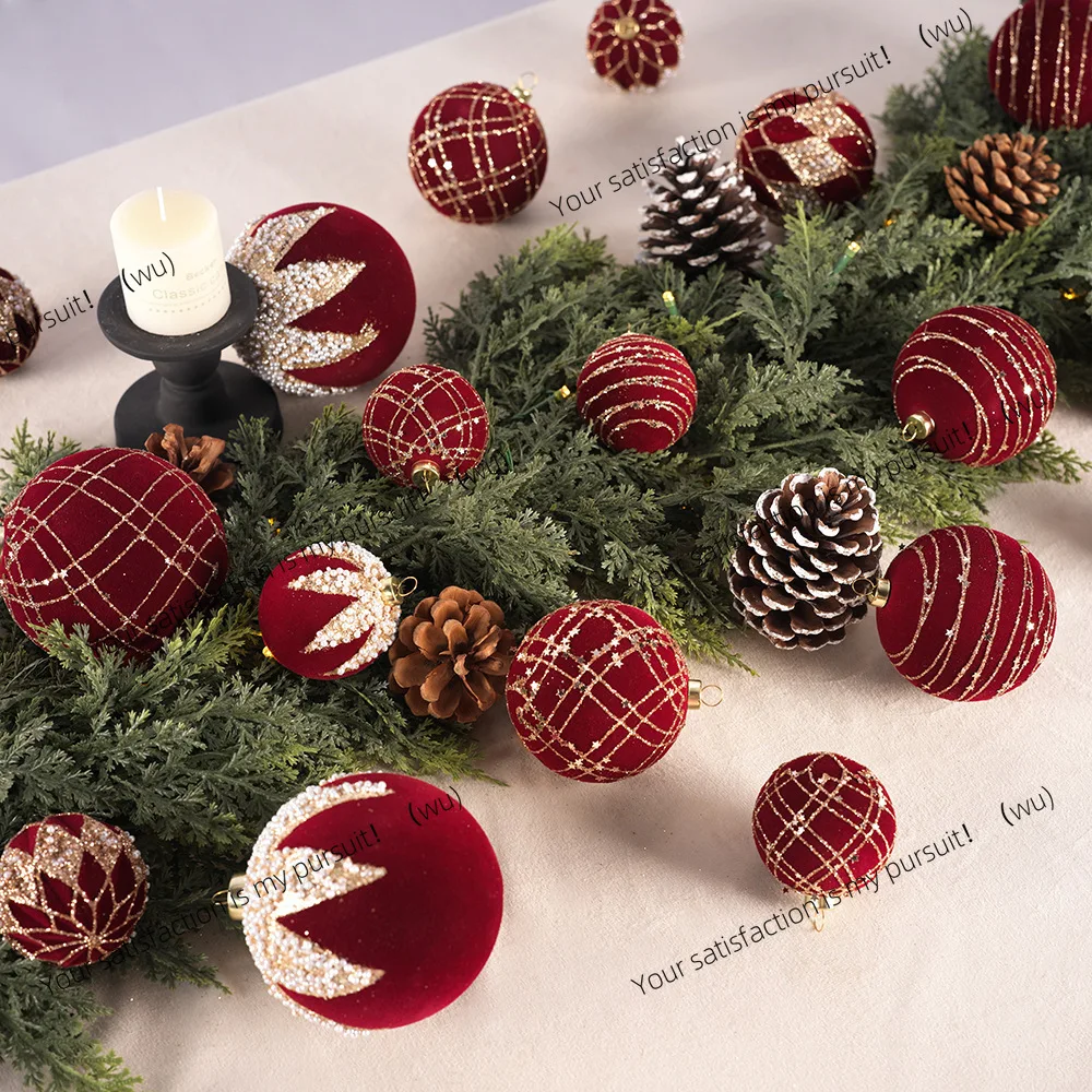 Christmas decoration supplies 6/8/10CM pom-pom pendant Christmas tree ceiling scene layout hanging ball decoration