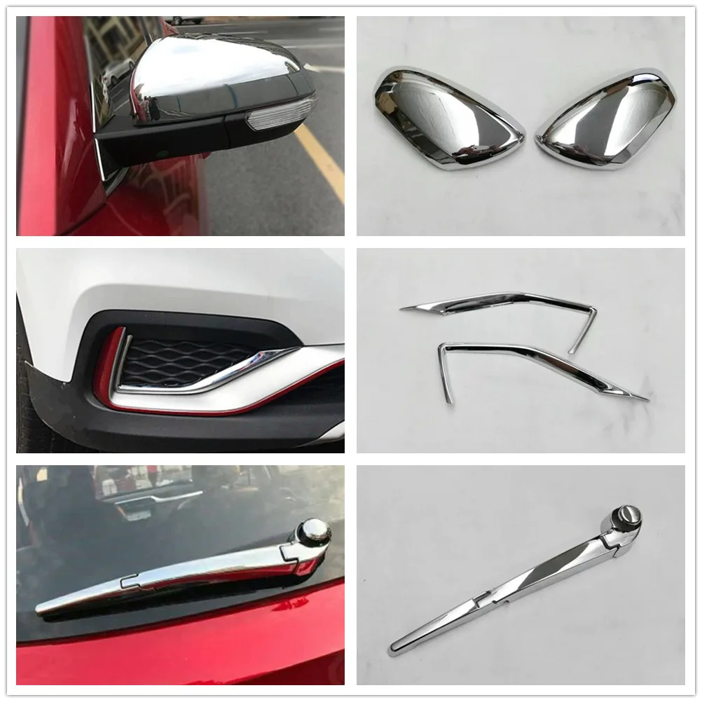 

For MG ZS 2017 - 2021 2022 Accessories Fog Lights Lamps Eyelid Eyebrow Rearview Mirror Caps Rain Wiper Cover Trim