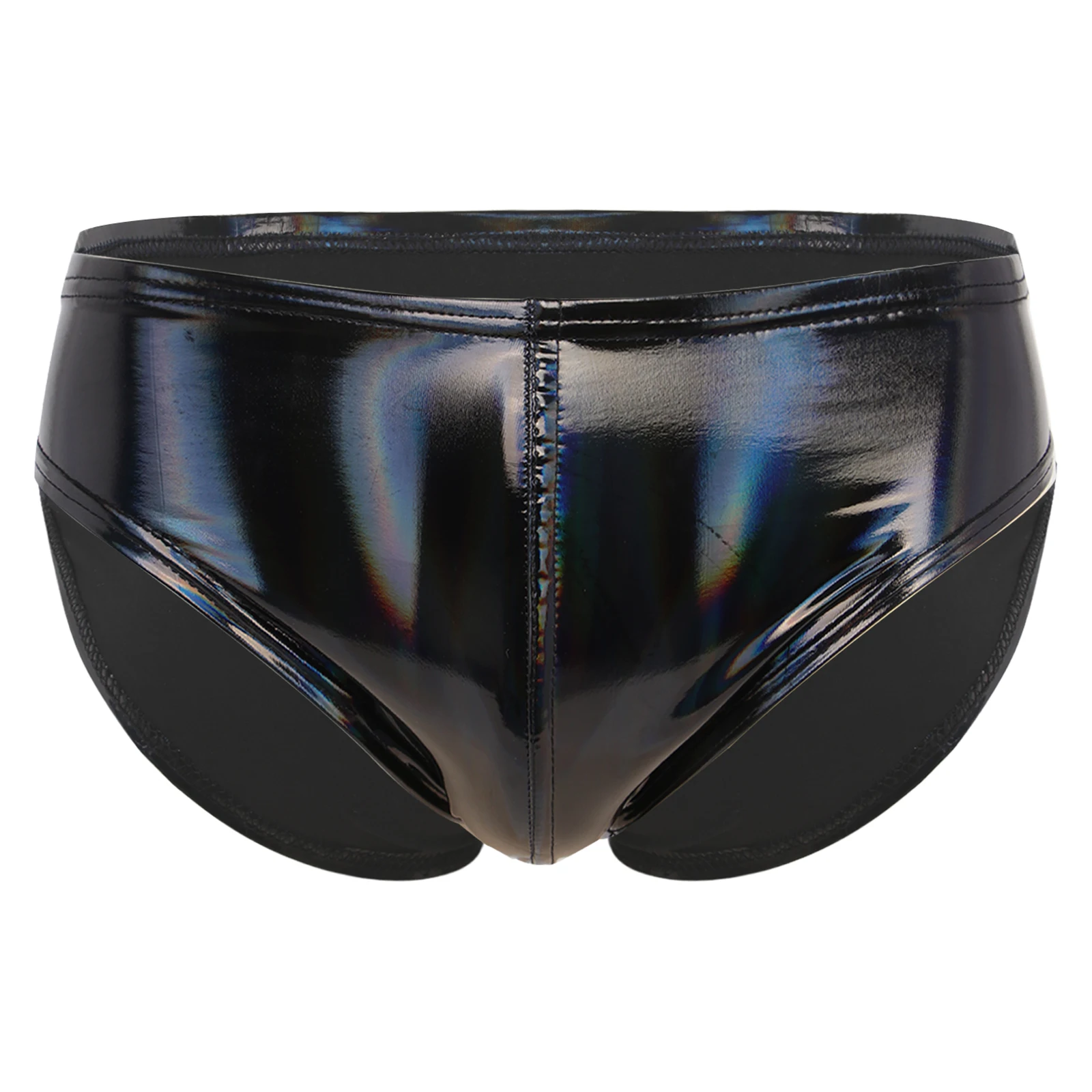 Mens Wet Look Patent Leather Latex Briefs Underwear Underpants Rave Party Club Dancing Performance Elastic Waistband Panties