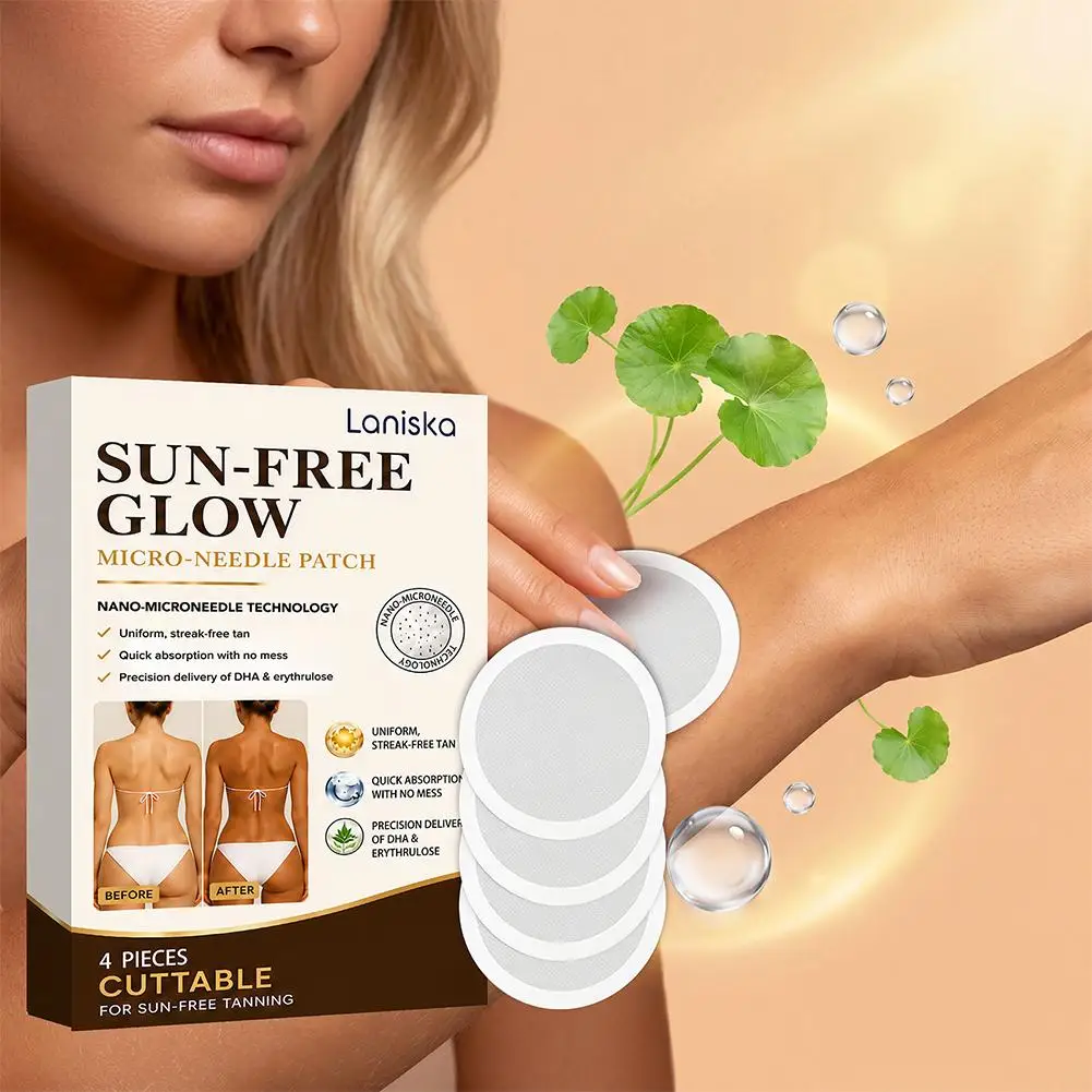 4pcs Laniska Sun-Free Glow Micro-Needle Patch With DHA + Erythrulose Sunless Tanning Patches Quick Absorption Patch for Women