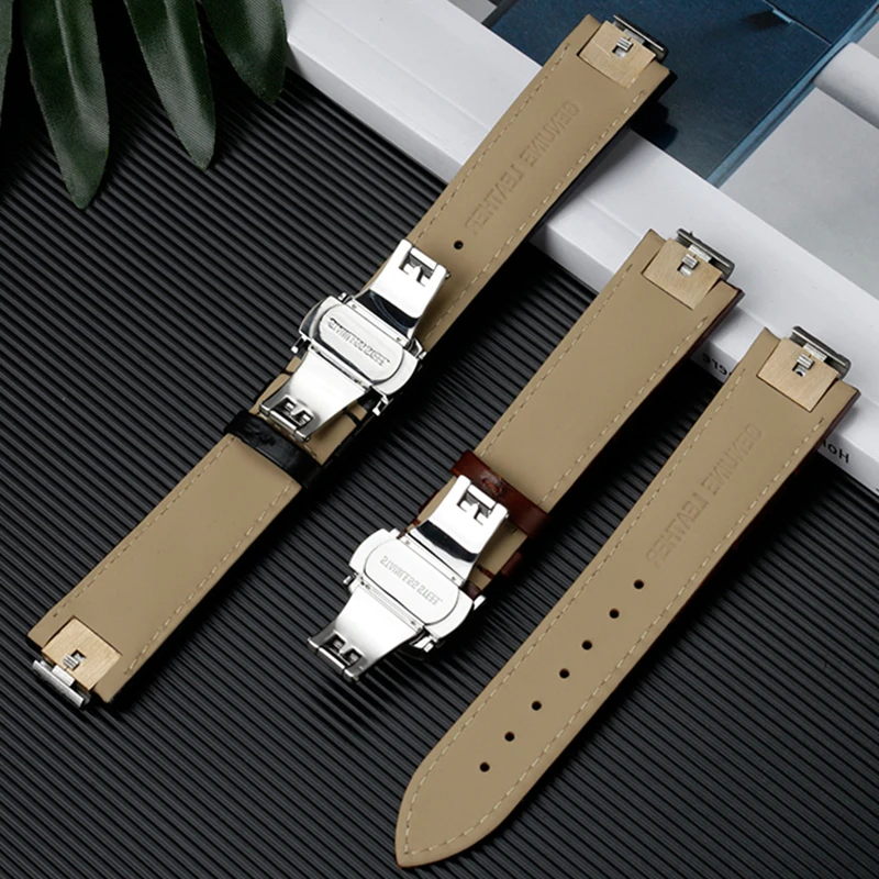 21x12mm Cowhide Leather Watchband for LV Strap Louis Vuitton Tambour Insert Metal Quick Release Endlink Watch Bracelet Men Women