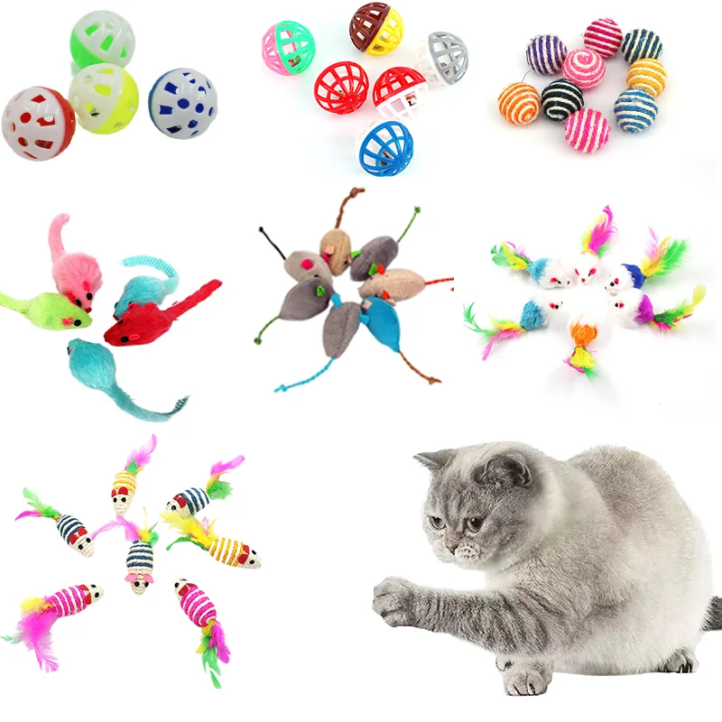 5/10/15pcs Cat Toy Soft Fleece Mouse Cat Toys Funny Playing Toys For Cats With Colorful Feather Plush Mini Mouse Toys Pet Supply