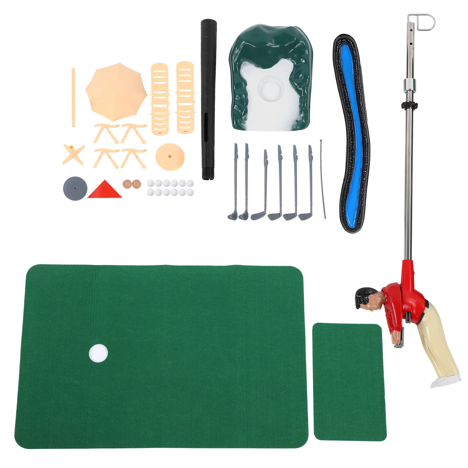 Indoor Mini Golfing Game Kit Golf Set Toy with Green Pad Putter Ball Chairs for Children