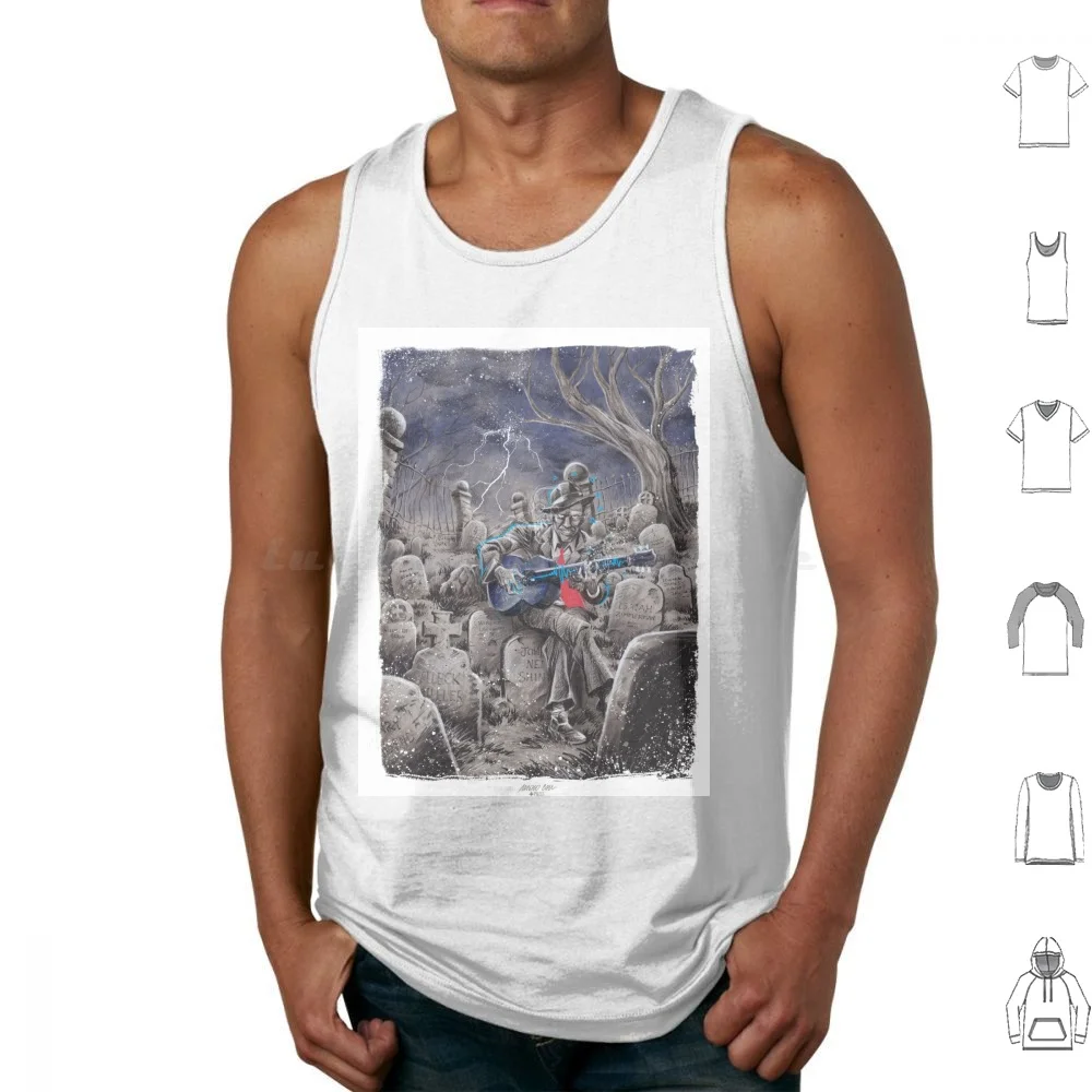 Robert Johnson's Crossroads Tank Tops Print Cotton Blues Robert Johnson Crossroad Cemetery Legend Music Guitar Grave
