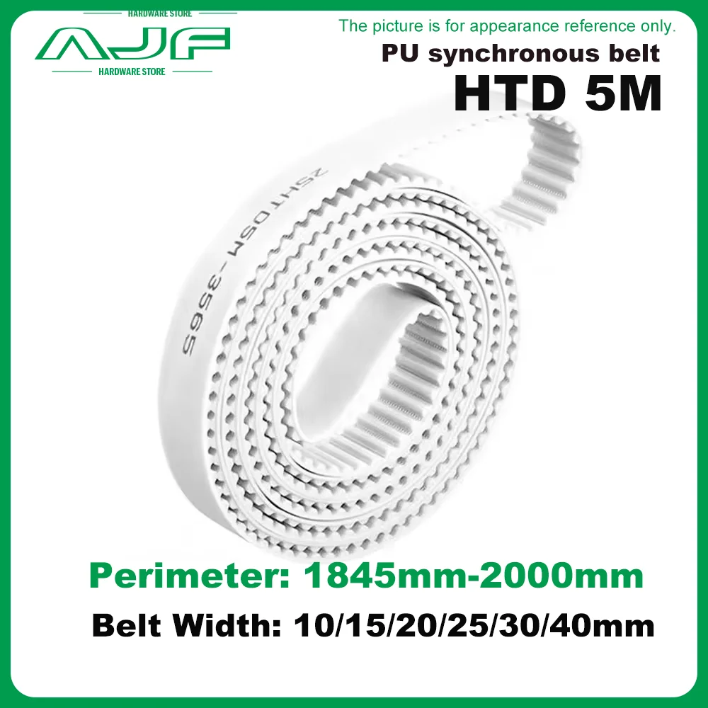 

HTD 5M Полиуретановый синхронный ремень Длина 1845 мм ~ 2000 мм Ширина 10/15/20/25/30/40 мм 5 м Белый полиуретановый синхронный ремень Закрытая петля Шестеренчатый ремень