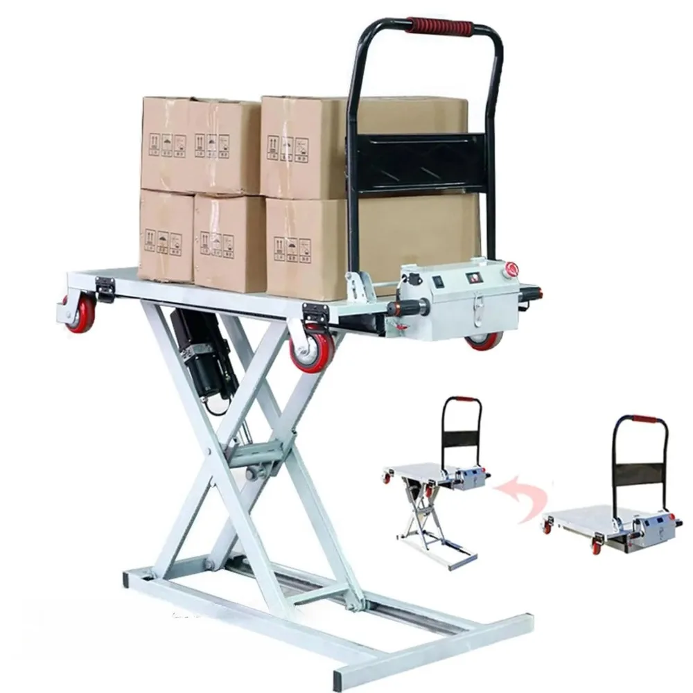 

Прочная складная ручная тележка емкостью 300 кг, прочная универсальная тележка для перемещения электрической ручной тележки, тележка с гидравлическим подъемным столом