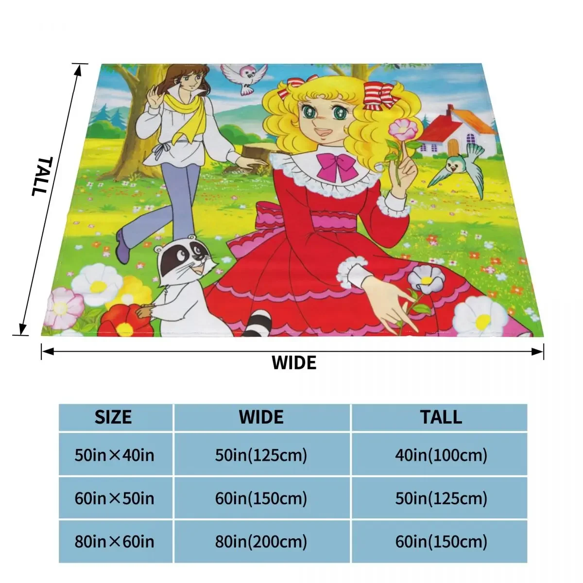 Candy Candy Cartoons Flannel Throw Blanket Cute Anime Blanket for Bed Office Warm Bedding Throws