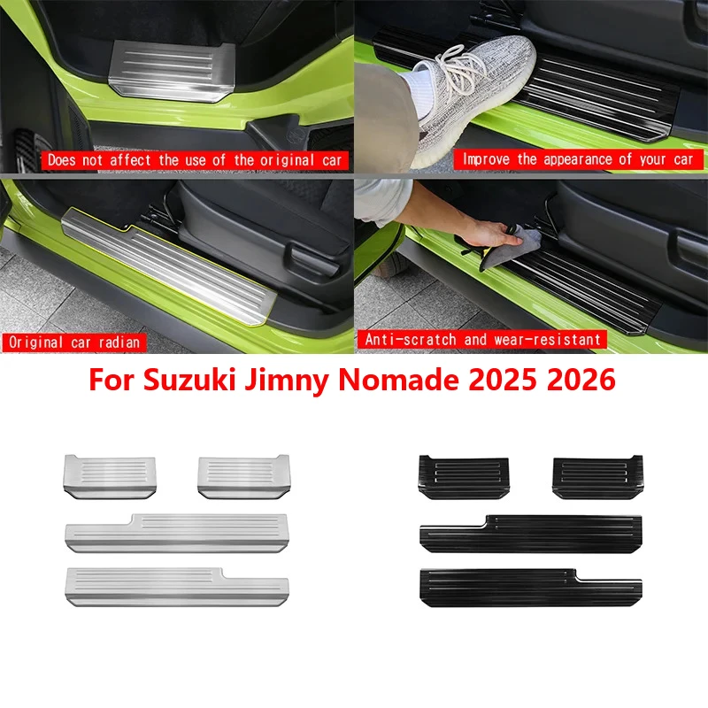 For Suzuki Jimny Nomade 2025 2026 Stainless Steel Car Door Threshold Scratch Guard Door sill modification welcome pedal Cover