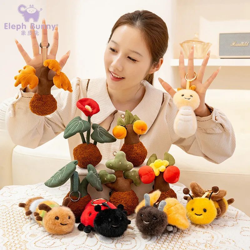 Kawaii Plush Potted Plant insect Stuffed Plush Toy Various Styles Fruit Flower Tree Bee Snail Soft Dolls Cute Home Decor ﻿