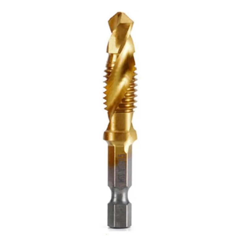 

M10x1.5Mm Hex Shank Titanium Plated HSS Screw Thread Metric Tap Drill Bits Screw Machine Compound Tap Open Chamfer Tool