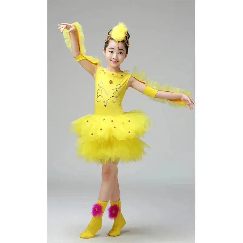 

CyYellow chick costumes for children duck cosplay bird dress for kids girls festival dance clothes animal party stage performanc