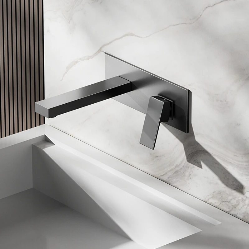 Concealed faucet, wall mounted, concealed square hot and cold melt table, basin mounted faucet, minimalist