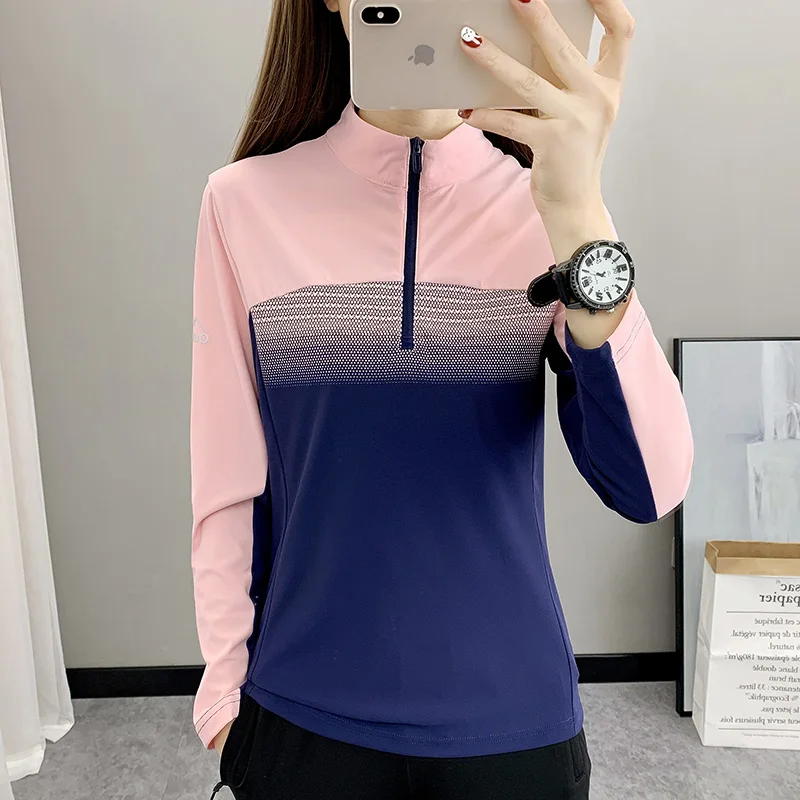 Women Play High Speed  T-shirt Collar are Fast Drying Sport Long-sleeved Ice Run Clothing Breathable Mountaineering Wear Abso