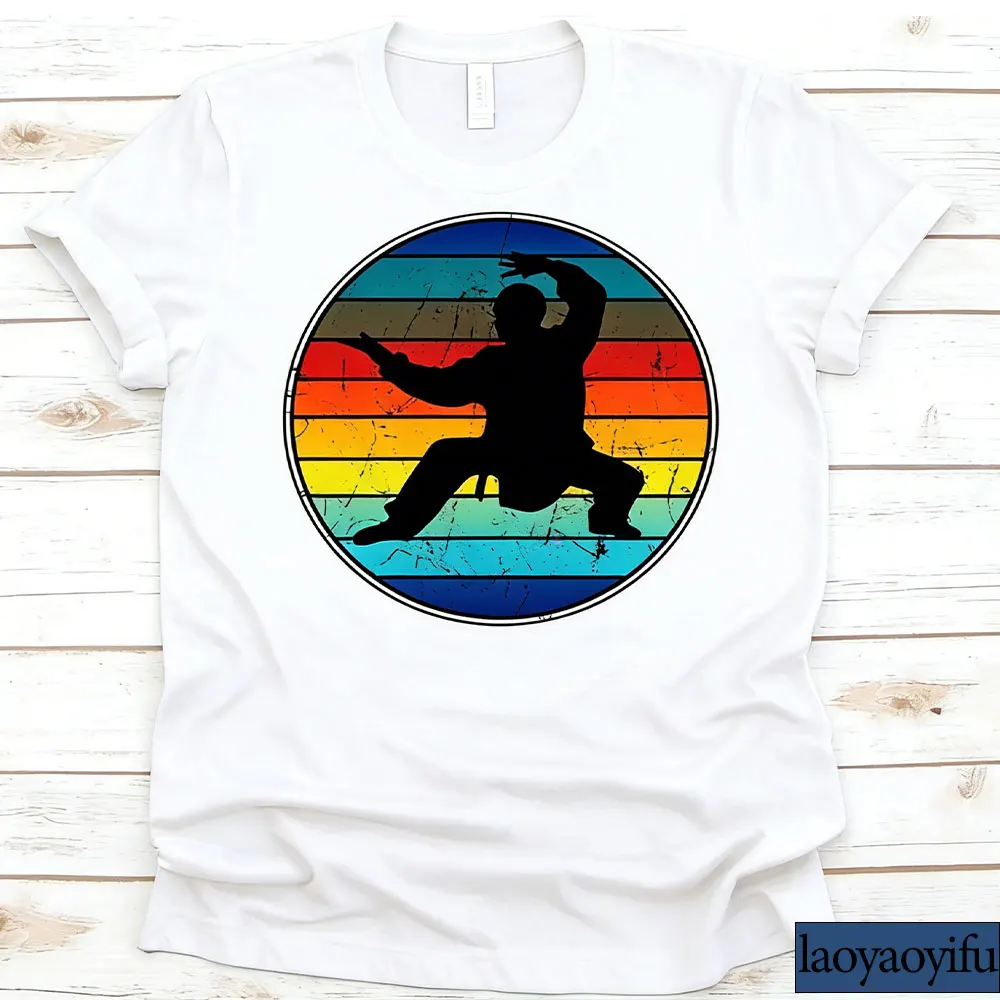 Kung Fu Shirt Chinese Martial Arts Wushu Graphic Quanfa Design Self- Defense Vintage Chinese Kung Fu T-shirt Cotton Tee Tops