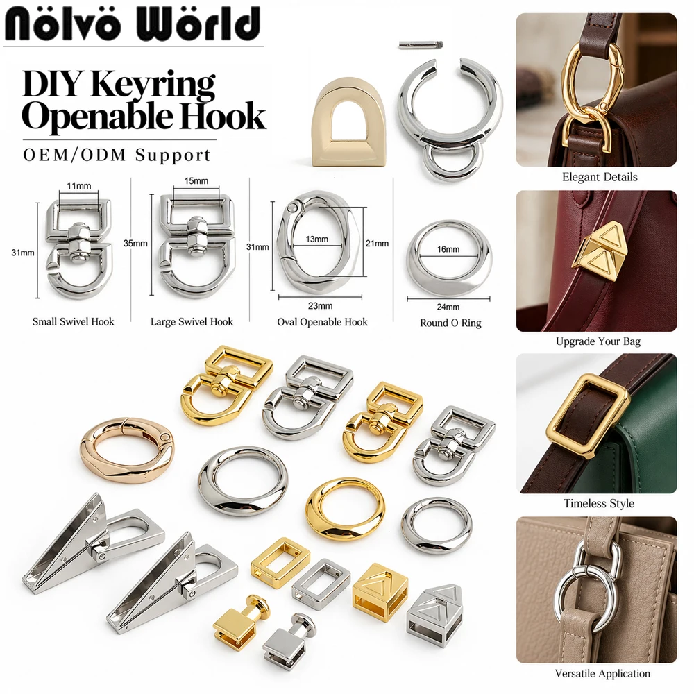 10/30/80PCS Metal Buckles O Ring Screw Buckle For Keyring Bag Strap Side Clip Clasp Handbag Handle Connector Pendant Accessories