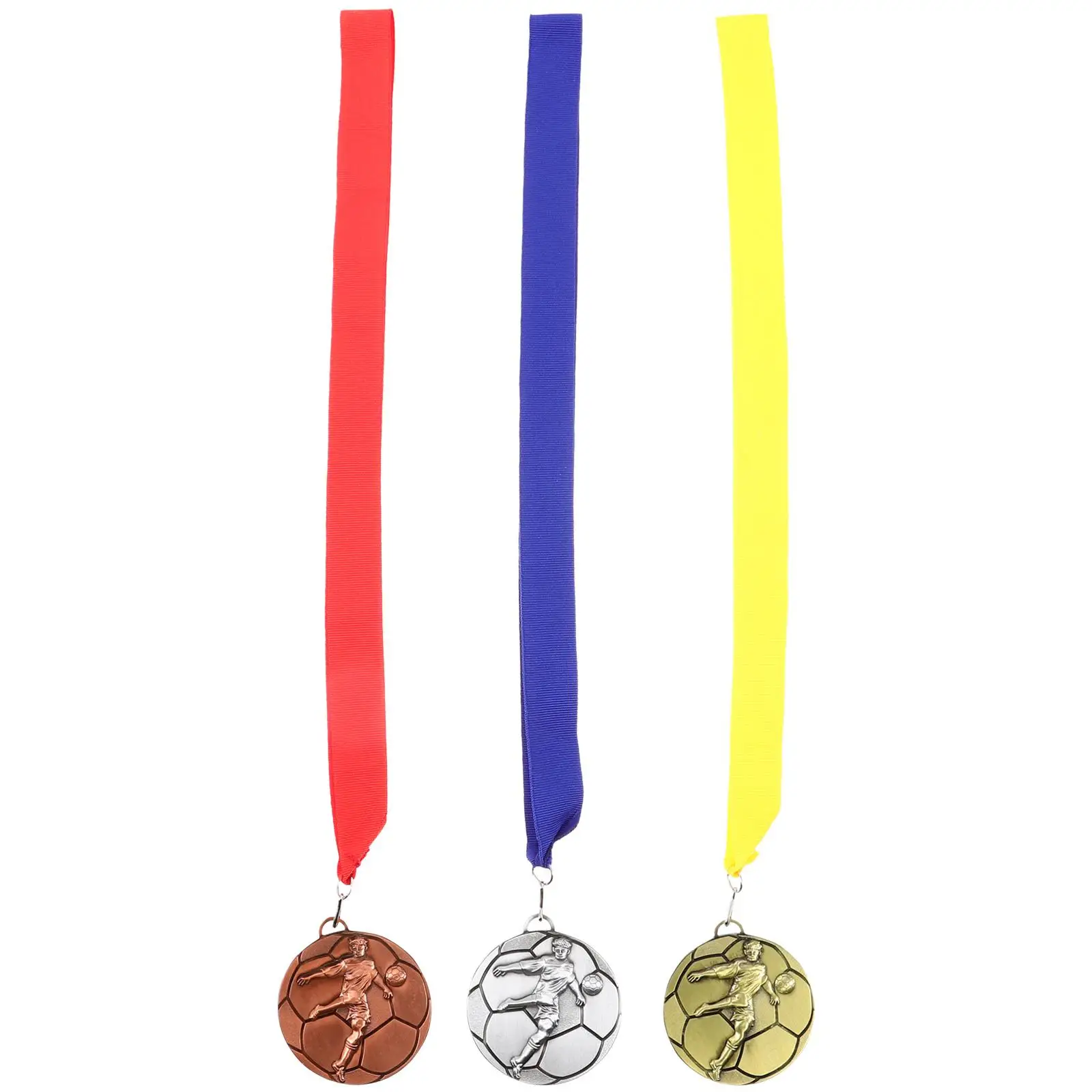 

3 Pcs Soccer Medals for Award Decorative Gold Silver Bronze Metal Awards Kids Adults Competition Event