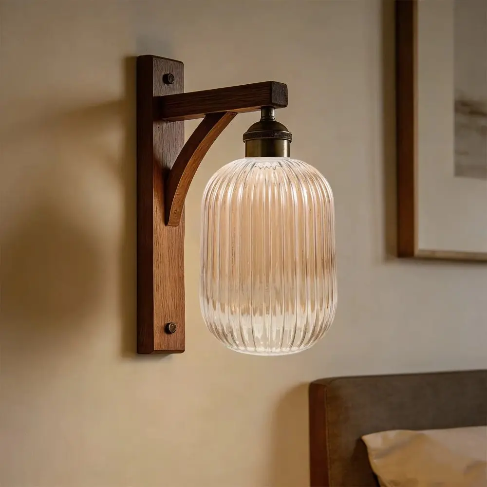 Decorative Cover Striped Glass Lamp Shade Lantern Shaped Hand Blown Glass Light Fixture