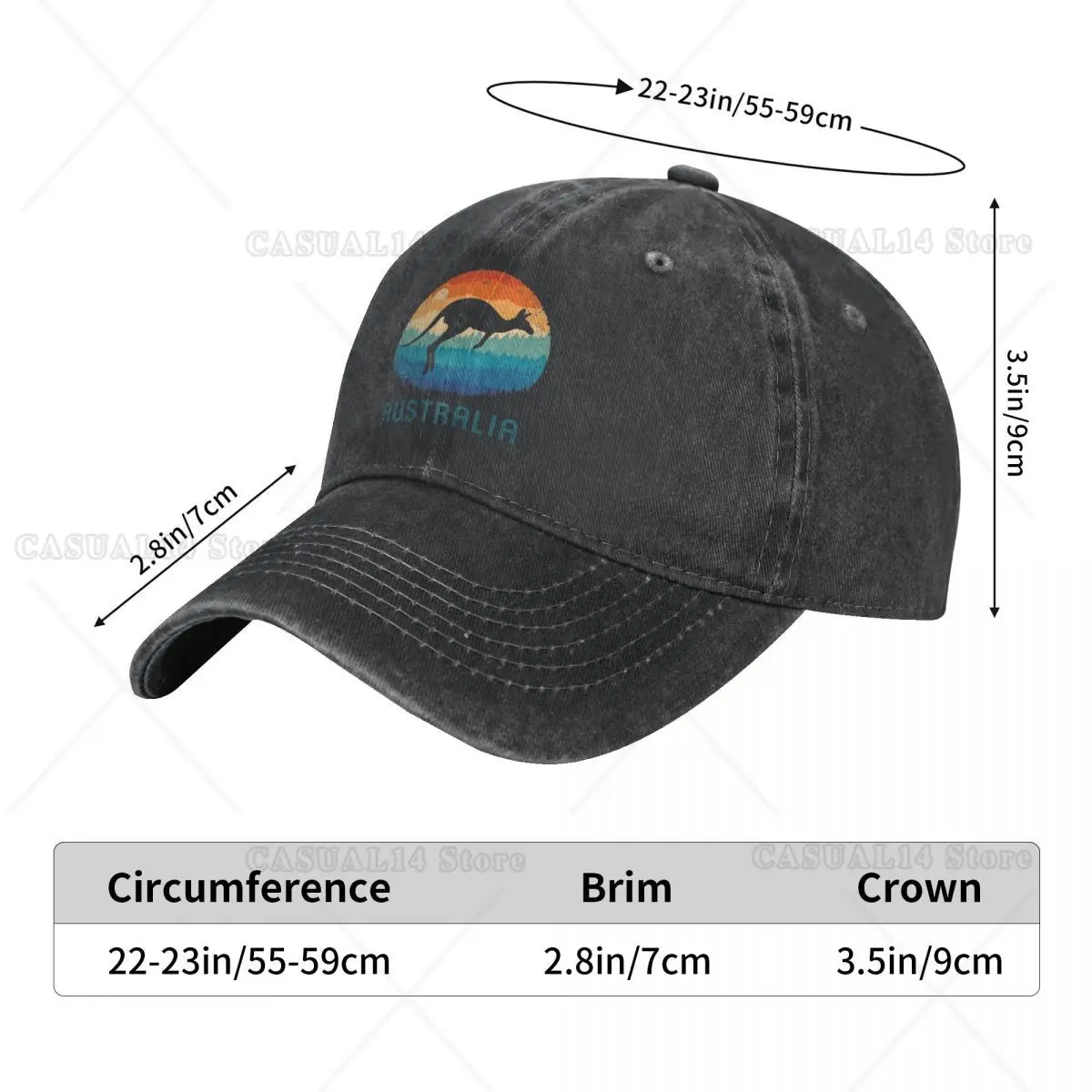 Australië Kangoeroe Gewassen Denim Cap Bondi Beach Leuke Trucker Hat Lente Unisex Tieners Running Casual Snapback Cap