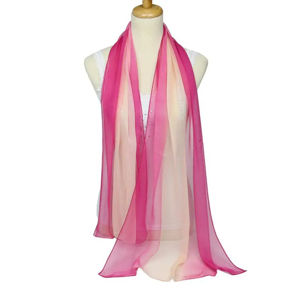 Gradient Color Women Voile Scarf Silk Shawls Scarves Shawl Lady High Quality Wrap Thin Pashmina Stole Muslim Hijab