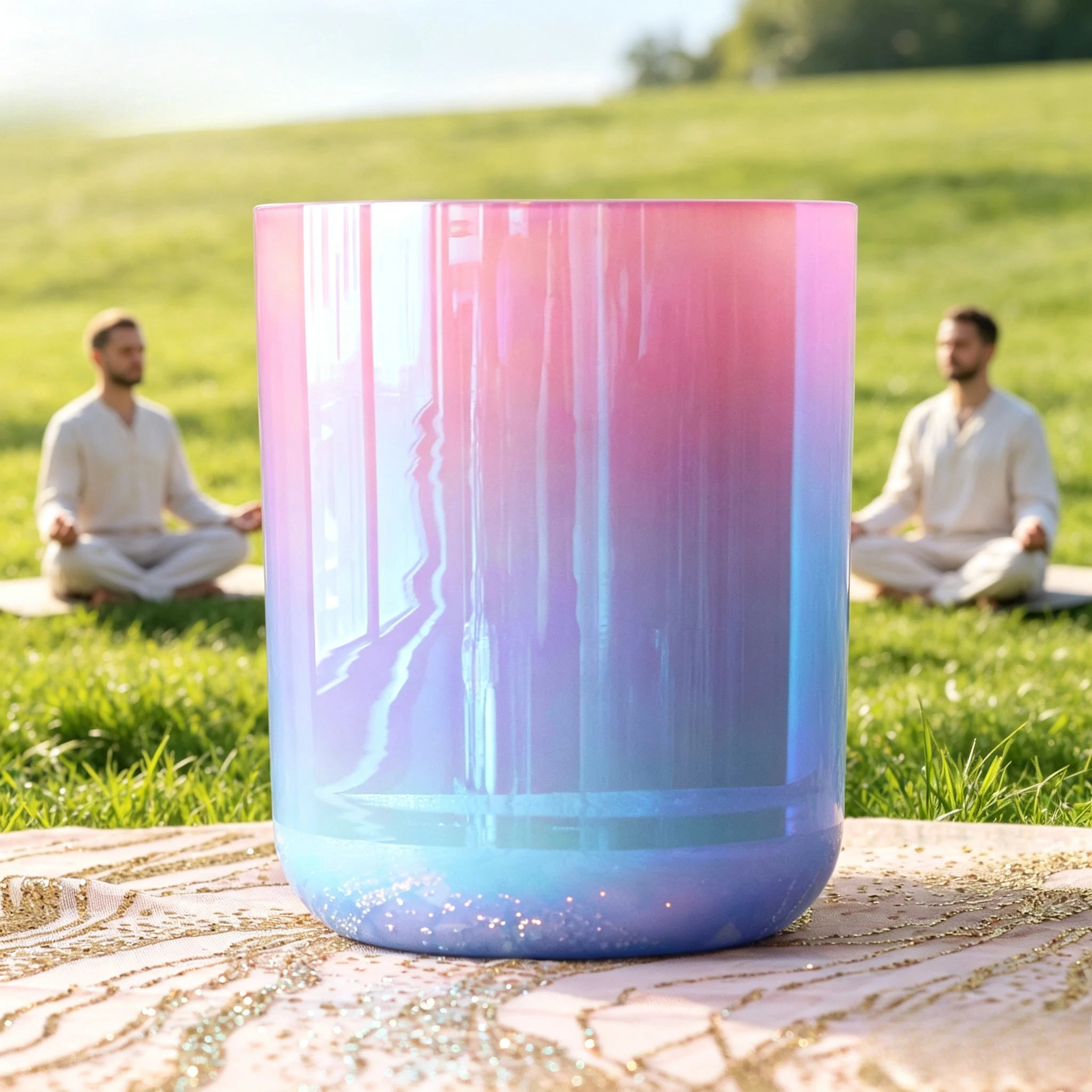 Star Linkup CrystalSoul 432Hz Pink Ocean Powder Blue Gradient Clear Alchemy Crystal Bowl with Accessories  Pink Purple Blue Gradient Aura Quartz Singing Bowl Glitter Base Chakra Balancing Sound Therapy Meditation Healing Bowl