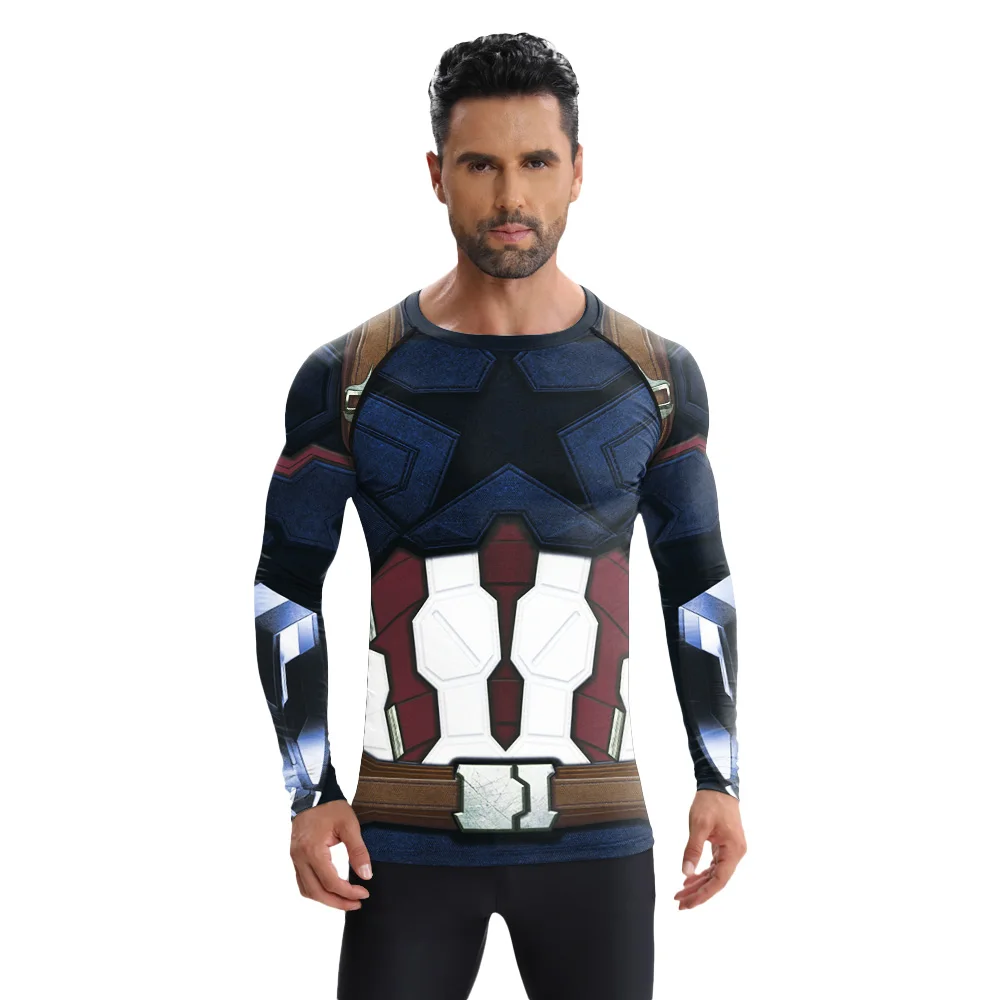 Deadpool chemise hommes Cosplay super-héros Costumes armure imprimé vêtements séchage rapide élastique Sport T-Shirt à manches longues hauts