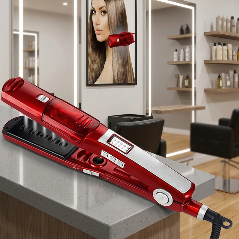 Home Professional Salon Straightening Iron With Electric Steam Function, Portable Straight And Curling Dual‑Purpose Styling Tool