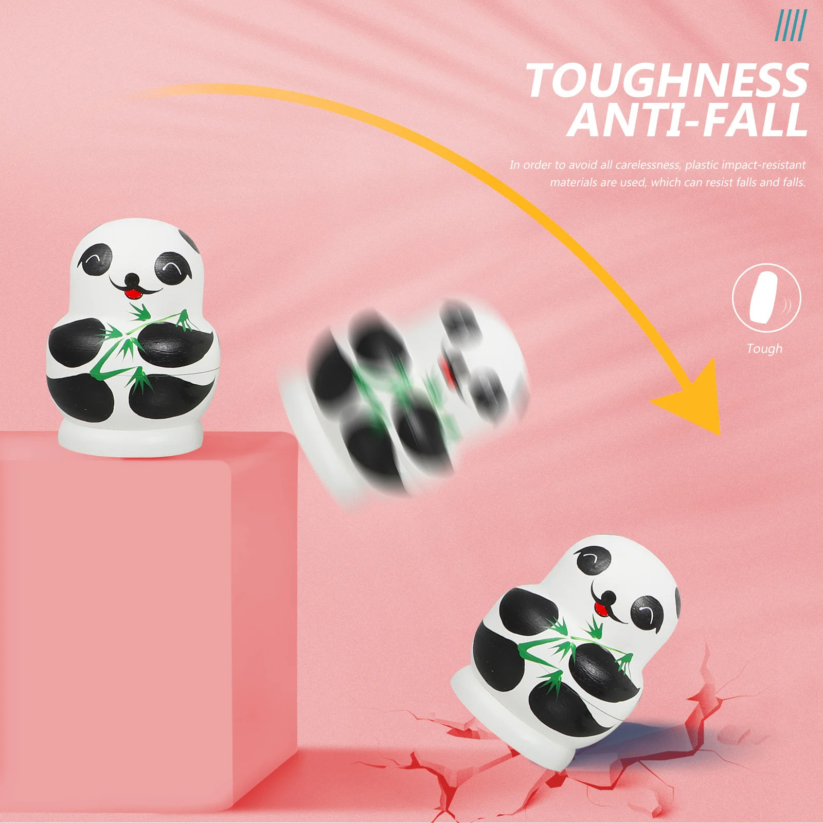 1 مجموعة 1 مجموعة الباندا الروسية التعشيش ماتريوشكا الخشبية للأطفال آمنة السلس إنهاء اليدوية الحرفية ديكور مكتب المنزل هدية عشرة طبقة #1